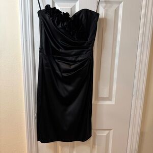 White House Black Market Black Satin midi dress